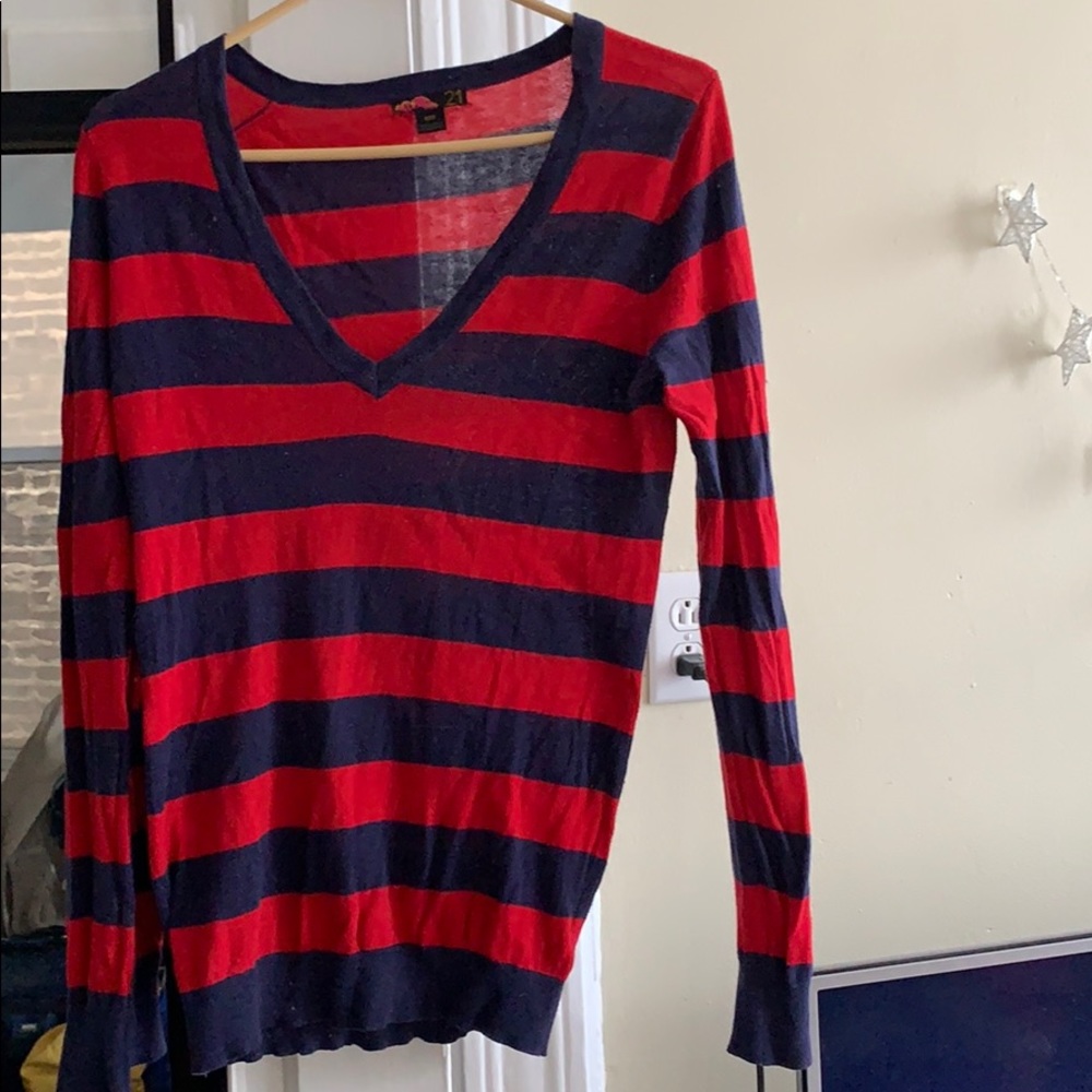 Red and Blue Striped Sweater Forever 21